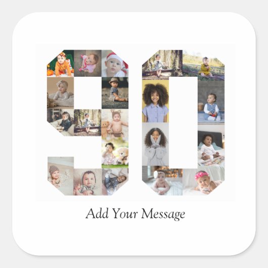 90の写真コラージュ スクエアシール (正面)