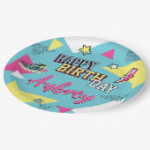 90の明ポップ・アートのるい色の誕生日パーティー、任意の年齢 ペーパープレート (アングル)