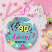 90の明ポップ・アートのるい色の誕生日パーティー、任意の年齢 ペーパープレート (パーティー)