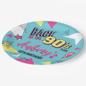 90の明ポップ・アートのるい色の誕生日パーティー、任意の年齢 ペーパープレート (アングル)