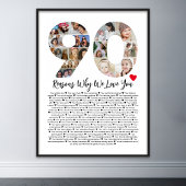 90の理由私たちがあなたを愛する90th誕生日コラージュ ポスター