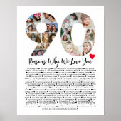 90の理由私たちがあなたを愛する90th誕生日コラージュ ポスター (正面)