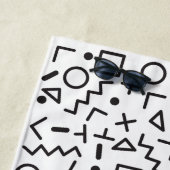 90の白黒レトロ図形パターン ビーチタオル (インサイチュ)