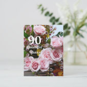 90の美しい年! -誕生会かピンクのバラ 招待状 (スタンド正面)