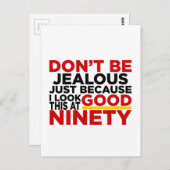 90の誕生日デザイン ポストカード (正面/裏面)