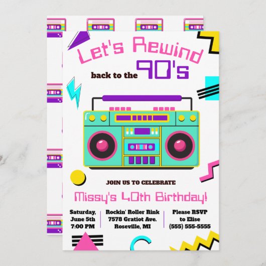 90の誕生日パーティーに巻き戻そう 招待状 (正面/裏面)