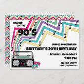 90の音楽をテーマにした誕生日パーティーへの招待 招待状 (正面/裏面)