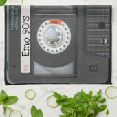 90のEmoカセットテープブラックミックステープ キッチンタオル (折り畳み)