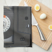 90のEmoカセットテープブラックミックステープ キッチンタオル (四つ折り)