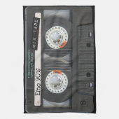 90のEmoカセットテープブラックミックステープ キッチンタオル (縦)