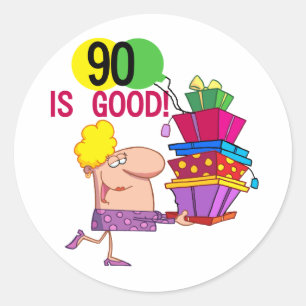 90はよい誕生日のTシャツおよびギフトです ラウンドシール