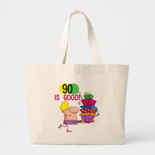 90はよい誕生日のTシャツおよびギフトです ラージトートバッグ