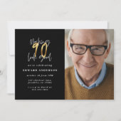 90を良い誕生日の写真金ゴールドに見せる招待状 シーズンカード (正面)