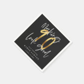 90を良い誕生日パーティー金ゴールドナプキンに見せる スタンダードカクテルナプキン (角)