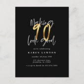 90を良い金ゴールドと黒モダンい誕生日にする ポストカード (正面)