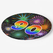 90イベント-おもしろいカラフル、はっきりした、虹90 ペーパープレート (アングル)