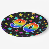 90イベント:はっきりした,おもしろい,レインボーカラフル90 ペーパープレート (アングル)