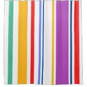90インスパイア数々のモダン色鮮やかストライプな シャワーカーテン (正面)