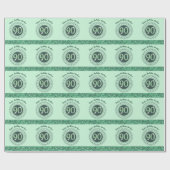 90エレガント番目の誕生日グリーングリッターとストライプ ラッピングペーパー (フラット)