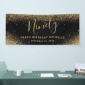 90エレガント番目の誕生日金ゴールドグリッタースパークル名 横断幕 (トレードショー)