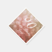 90エレガント誕生日のナプキンズがピンク スタンダードカクテルナプキン (角)