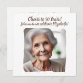90カスタム年90誕生日の写真応援 招待状 (正面/裏面)