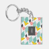 90カラフルの抽象芸術模様モノグラム写真 キーホルダー (正面左)