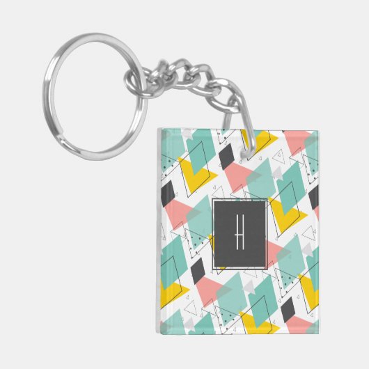 90カラフルの抽象芸術模様モノグラム写真 キーホルダー (正面左)