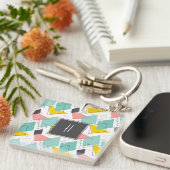 90カラフルの抽象芸術模様モノグラム写真 キーホルダー (正面右)