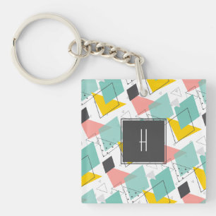 90カラフルの抽象芸術模様モノグラム写真 キーホルダー