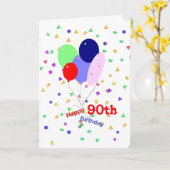 90カラフル誕生日気球 カード (黄色い花)