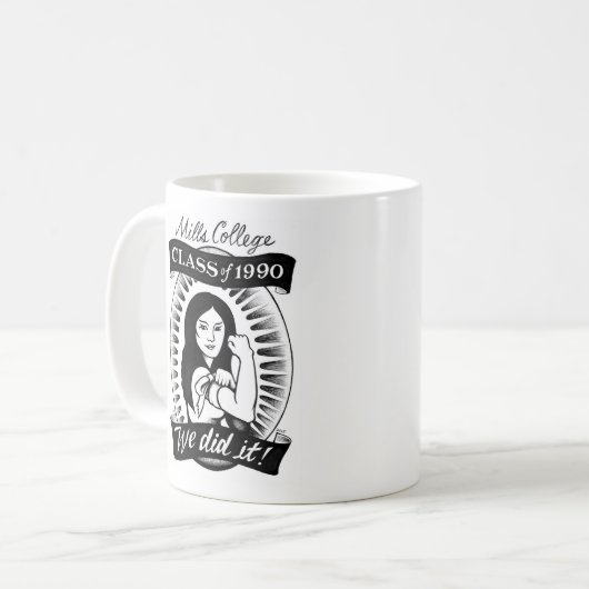 「90コーヒー・マグの製造所の大学"殴打"クラス コーヒーマグカップ (正面左)