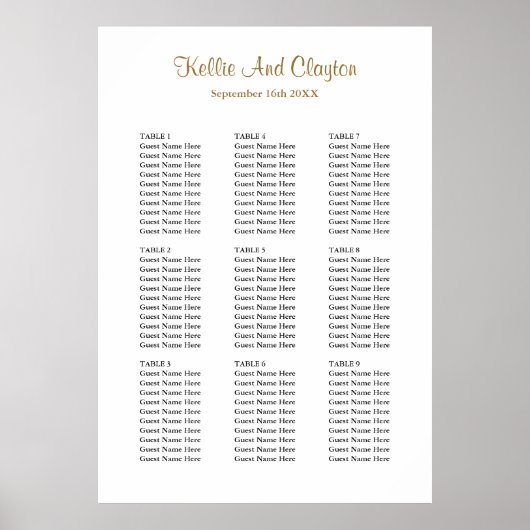 90シンプル結婚席表 ポスター (正面)