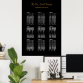 90シンプル黒結婚座席表 ポスター (ホームオフィス)