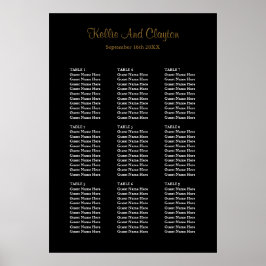 90シンプル黒結婚座席表 ポスター