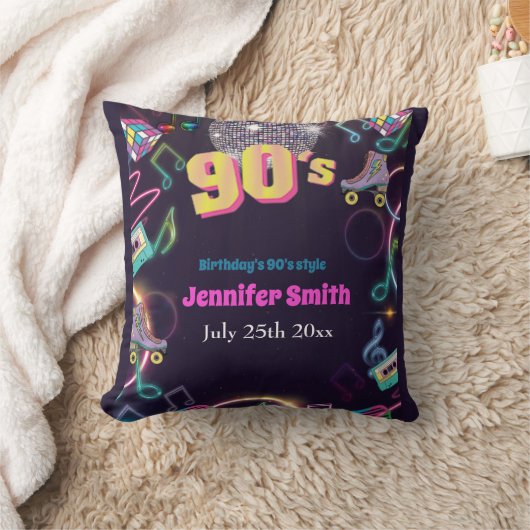 90ズネオンディスコビーブスレトロスタイトル クッション (ブランケット)