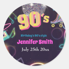 90ズネオンディスコビーブスレトロスタイトル ラウンドシール