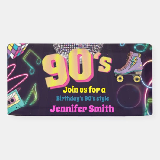 90ズネオンディスコビーブスレトロスタイトル 横断幕 (横)