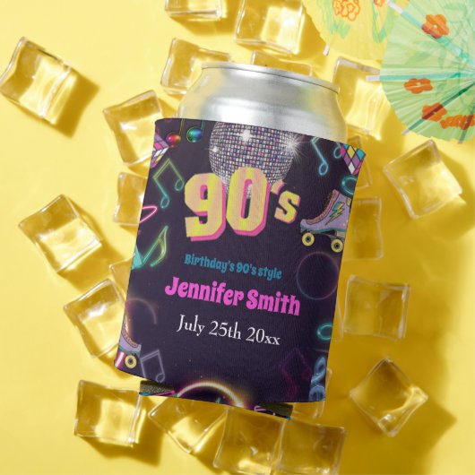 90ズネオンディスコビーブスレトロスタイトル 缶クーラー (インサイチュ 夏)