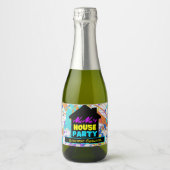 90ズレトロヒップホップテーマハウスカラフルパーティー スパークリングワインラベル (正面)