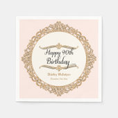 90ハッピーバースデーパーティーお祝いラウンドデコール スタンダードカクテルナプキン (正面)