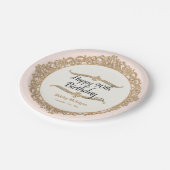 90ハッピーバースデーパーティーお祝いラウンドデコール ペーパープレート (アングル)