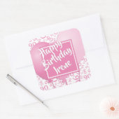 90ハッピーバースデー- 90ピンクの数字パターン スクエアシール (封筒)
