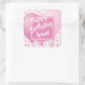 90ハッピーバースデー- 90ピンクの数字パターン スクエアシール (バッグ)
