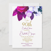 90バラパープルプラムブルゴーニュエレガント誕生日 招待状 (正面)