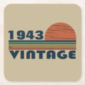 90パーソナライズされたヴィンテージ90th誕生日パーティー スクエアペーパーコースター (正面)