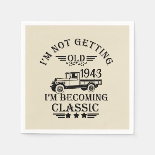 90パーソナライズされたヴィンテージ90th誕生日パーティー スタンダードカクテルナプキン (正面)