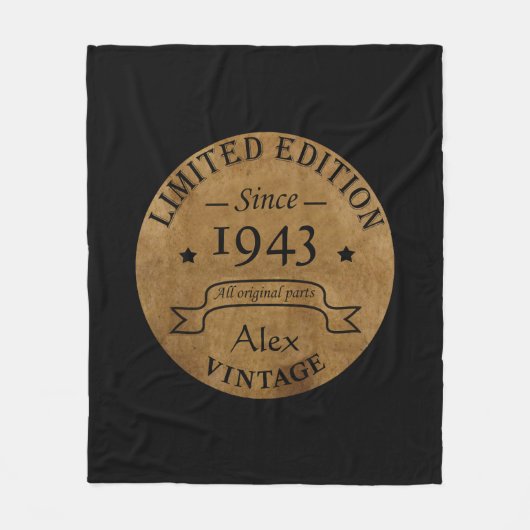 90パーソナライズされたヴィンテージ90th誕生日パーティー フリースブランケット (正面)