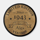 90パーソナライズされたヴィンテージ90th誕生日パーティー マグネット (正面)