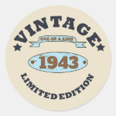 90パーソナライズされたヴィンテージ90th誕生日パーティー ラウンドシール (正面)